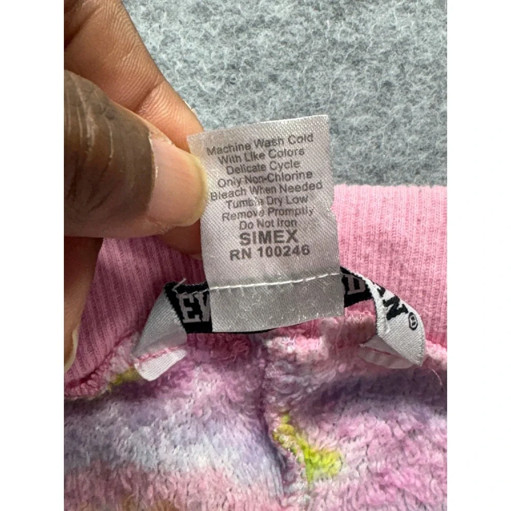 Emme Jordan Pink Tie Dye Psychedelic Plush Fleece Pajama Pants Joggers 1X